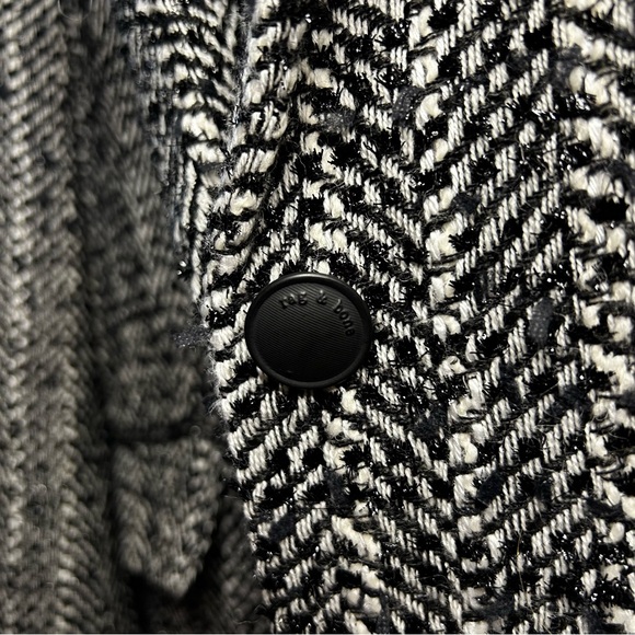 RAG & BONE Ames Linton Blazer Jacket Black White Herringbone Tweed Size 12 EUC - Picture 13 of 16